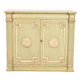 Henredon Neoclassical Green and Cream Lacquered Sideboard Buffet or Bar Cabinet, Circa 1960s