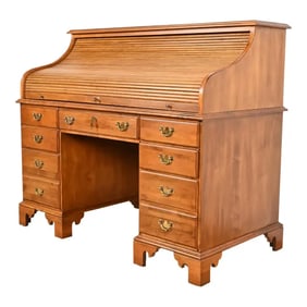 Ethan Allen American Colonial Solid Maple Roll Top Desk