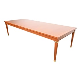 Baker Furniture French Regency Louis XVI Inlaid Cherry Wood Extension Dining Table, Newly Refinished