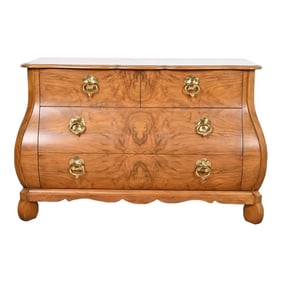 Baker Furniture Louis XV Burled Walnut Bombay Chest or Commode
