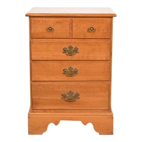 Ethan Allen American Colonial Solid Maple Four-Drawer Bedside Chest of Drawers
