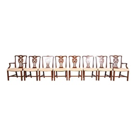 Baker Furniture Georgian Carved Mahogany Dining Chairs, Set of Eight