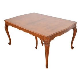 Romweber French Provincial Louis XV Burl Wood Dining Table, Newly Refinished