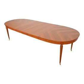 Kindel Furniture French Regency Louis XVI Cherry Wood Extension Dining Table, Newly Refinished
