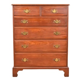 Henkel Harris American Colonial Solid Cherry Wood Highboy Dresser
