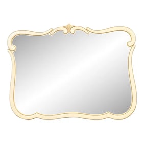 John Widdicomb Style French Provincial Louis XV Cream Lacquered and Gold Gilt Framed Wall Mirror