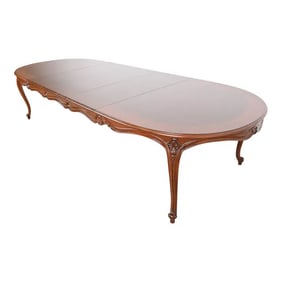 Karges French Provincial Louis XV Burled Walnut Extension Dining Table, Newly Refinished