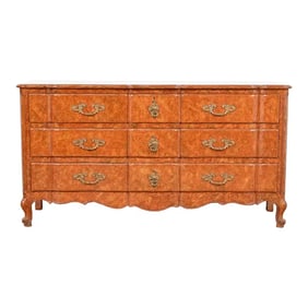 Don Ruseau French Provincial Louis XV Faux Burl Wood Painted Triple Dresser