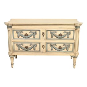 Karges French Regency Louis XVI Carved Painted Dresser or Chest of Drawers, Circa 1960s