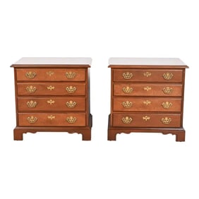 Drexel Chippendale Mahogany Four-Drawer Bedside Chests, Newly Refinished