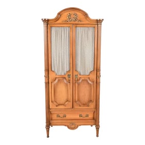 Karges Style French Regency Louis XVI Fruitwood Armoire Dresser or Linen Press, Circa 1960s