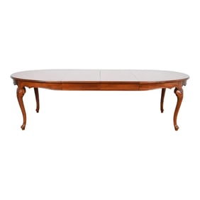 Baker Furniture French Provincial Louis XV Carved Cherry Wood Extension Dining Table