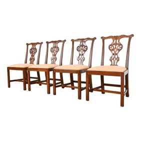 Baker Furniture Historic Charleston Georgian Carved Mahogany Dining Chairs, Set of Four