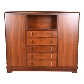 Louis Majorelle Signed French Art Deco Rosewood Armoire Dresser or Bar Cabinet, Newly Restored