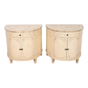 Drexel Heritage Italian Neoclassical Demilune Cabinets, Pair