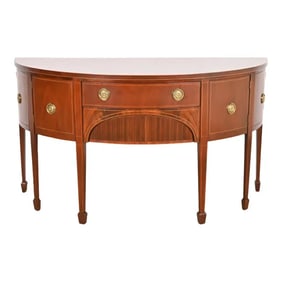 Baker Furniture Federal Inlaid Mahogany Demilune Sideboard, Newly Restored