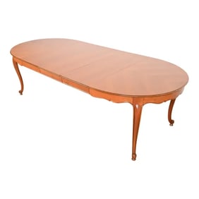 Kindel Furniture French Provincial Louis XV Cherry Wood Extension Dining Table, Newly Refinished