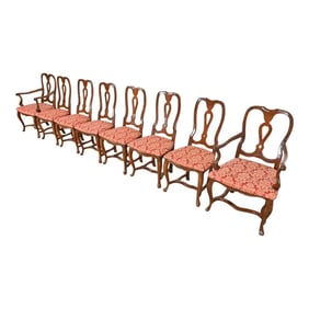 Baker Furniture Italian Provincial Louis XV Carved Walnut Dining Chairs, Set of Eight