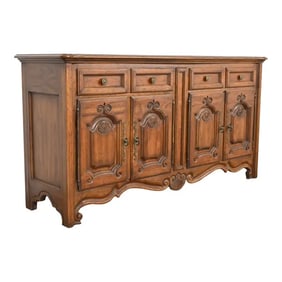 Heritage French Provincial Louis XV Carved Walnut Sideboard or Bar Cabinet