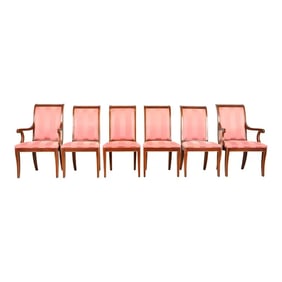 E. J. Victor Regency Carved Mahogany and Gold Gilt Dining Chairs, Set of Six
