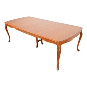 Romweber French Provincial Louis XV Burl Wood Extension Dining Table, Newly Refinished