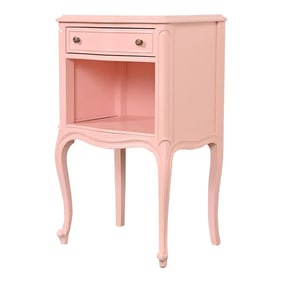 Drexel French Provincial Louis XV Pink Lacquered Nightstand, Newly Refinished