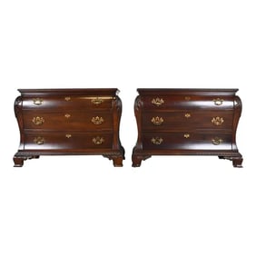 Century Furniture Georgian Carved Mahogany Bombay Dressers or Commodes, Pair