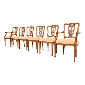 Kindel Furniture French Regency Louis XVI Carved Fruitwood Dining Chairs, Set of Six