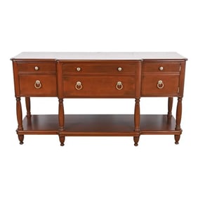 Baker Furniture Italian Provincial Mahogany and Burl Wood Sideboard, Newly Refinished