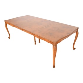 Romweber French Provincial Louis XV Burl Wood Extension Dining Table, Newly Refinished