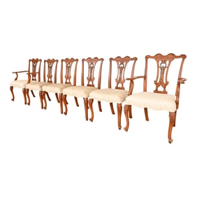 Romweber French Provincial Louis XV Burl Wood Dining Chairs, Set of Six