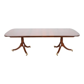 Stickley Georgian Mahogany Double Pedestal Extension Dining Table, Newly Refinished