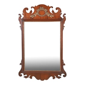 Kindel Furniture Georgian Carved Mahogany and Gold Gilt Framed Wall Mirror