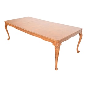 Romweber French Provincial Louis XV Burl Wood Extension Dining Table, Newly Refinished