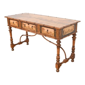 Chinoiserie Jacobean Hand Painted Sideboard Server, Bar Table, or Center Table