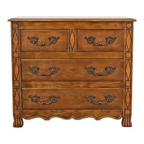 Baker Furniture French Provincial Louis XV Carved Oak Chest of Drawers