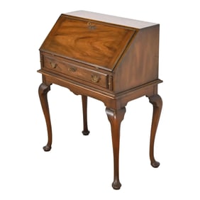 Henkel Harris Queen Anne Lady Astor Solid Mahogany Slant Front Writing Desk