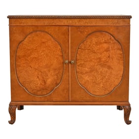 Romweber French Provincial Louis XV Burl Wood Bar Cabinet, Circa 1920s