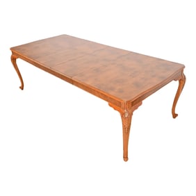 Romweber French Provincial Louis XV Burl Wood Extension Dining Table, Newly Refinished