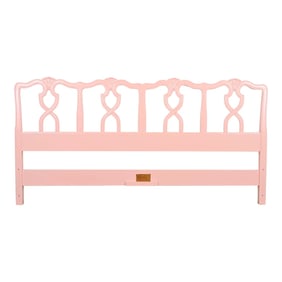 Kindel Furniture French Provincial Louis XV Pink Lacquered King Size Headboard, Newly Refinished