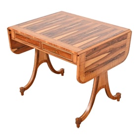 Baker Furniture Regency Rosewood Drop Leaf Writing Desk or Console Table, Newly Refinished