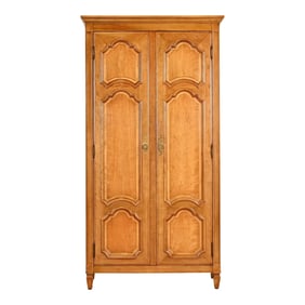 Baker Furniture French Regency Louis XVI Carved Cherry Wood Armoire Dresser, 1960s