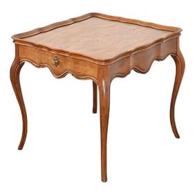 Baker Furniture French Provincial Louis XV Cherry and Burl Wood Tea Table or Occasional Side Table