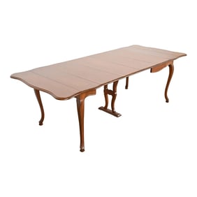 John Widdicomb French Provincial Solid Cherry Wood Extension Dining Table, Newly Refinished