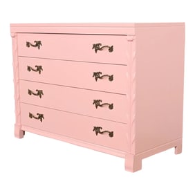 John Stuart French Regency Pink Lacquered Dresser Chest, Newly Refinished