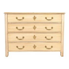 Baker Furniture French Provincial Cream Painted Walnut Chest of Drawers, Circa 1960s