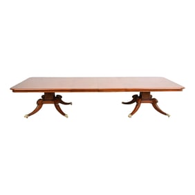 English Georgian Double Pedestal Dining Table by Restall Brown & Clennell, Newly Refinished