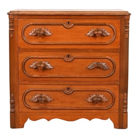 Early Widdicomb Victorian Carved Walnut Chest of Drawers, Circa 1870