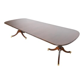Harden Furniture Georgian Cherry Wood Double Pedestal Extension Dining Table, Newly Refinished