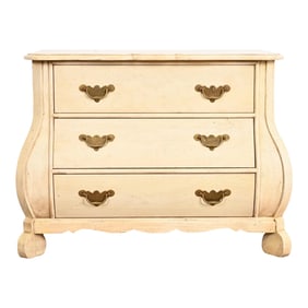Baker Furniture Dutch Cream Painted Oak Bombe Chest or Commode